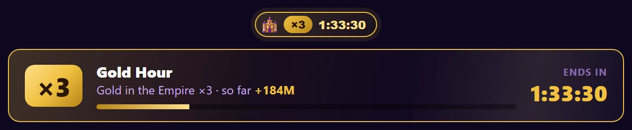 Running Gold Hour: header indicator and bar in the Empire
