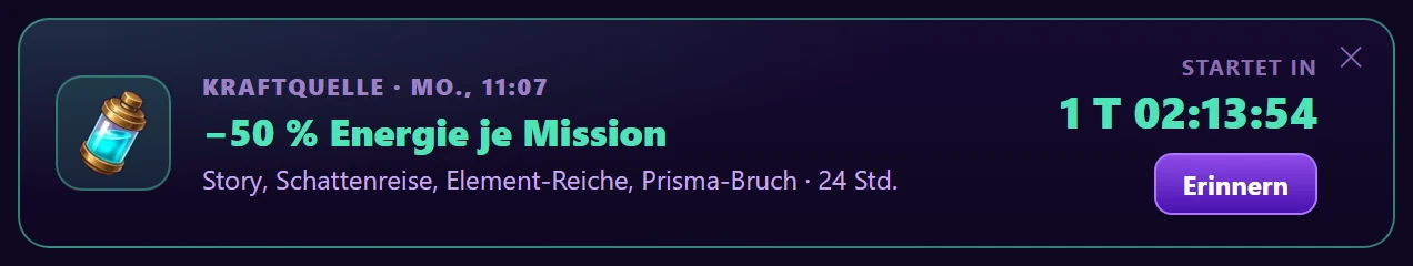 Ankündigung einer Kraftquelle