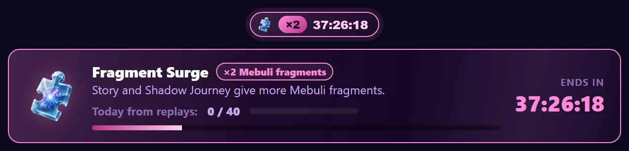 Running Fragment Surge: header indicator and bar at the missions